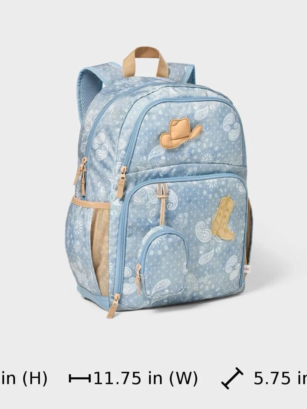 Kids Light Blue Paisley Backpack For Girls T